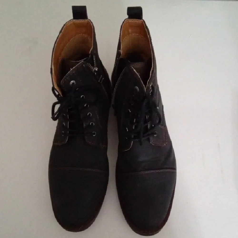 Dockers Black Combat Boots Lace-up Mid-ankle